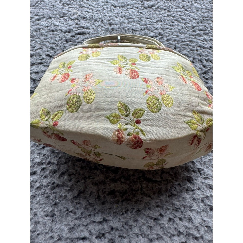 Vintage 90'sManolo Blahnik Fruit Embroidered Canvas Handle Bag Beige - Picture 5 of 13